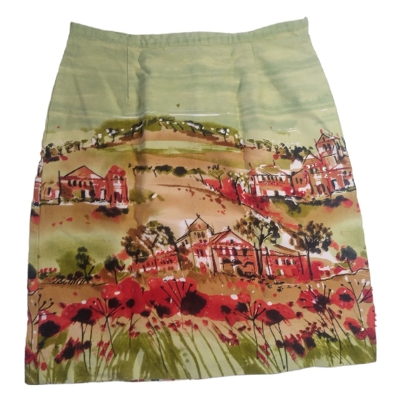 NEW YORK CITY DESIGN CO PETITE Green Arty Skirt size 2P - Picture 2 of 8